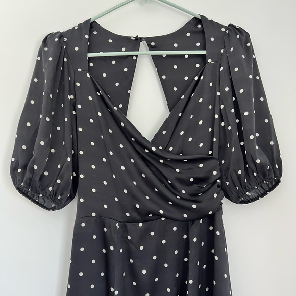 Reformation 2 Lane Silk Polka Dot Wrap Style Mini Dress - Picture 8 of 13